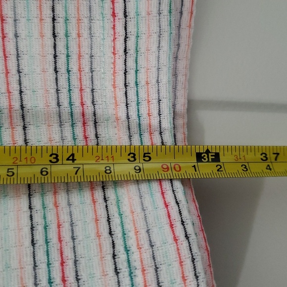 Loft Mini Sundress Large White Multicolor Stripes Shift Flutter Cap Sleeve Beach - Picture 7 of 11